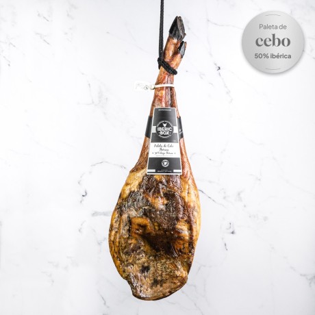 Pack Cutter | 50% Iberian Cebo Salamanca Shoulder ham + Black Chrome Folding Ham Holder | Iberian Packs 2
