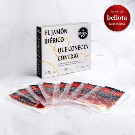 50% Iberian Bellota Shoulder ham Case - Sliced - 8x50g | Sliced Iberian shoulder ham Shoulder