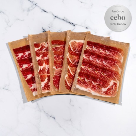 Jambon Jambon Ibérique de Cebo 50% - 5x100g - Coupe Traditionnelle | Jambon Ibérique