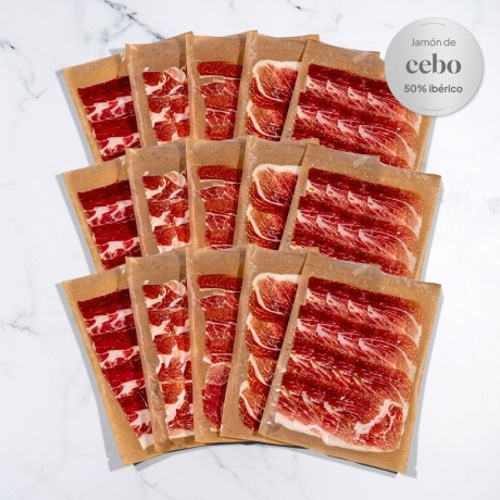 Loncheado Jamón Ibérico de Cebo 50% - 15x90g - Corte Tradicional | Presunto ibérico