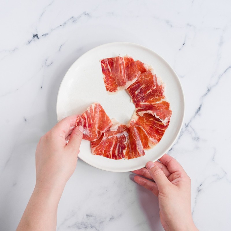 Kopie von Iberischer Vorderschinken 50 % – 5 x 100 g – traditioneller Schnitt | Geschnittener Iberischer Schinken